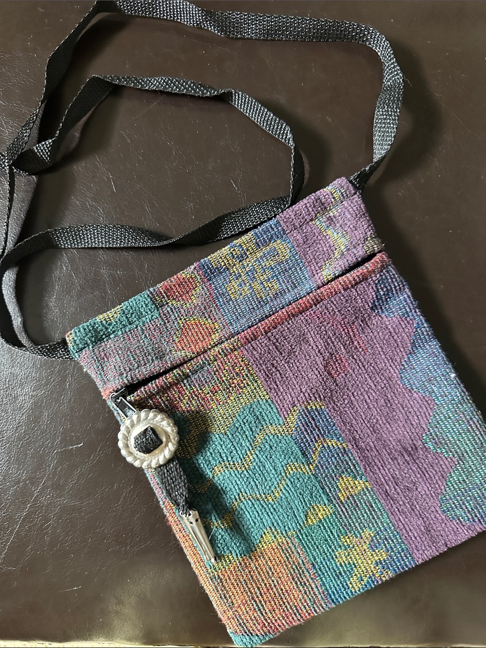 Boho Woven Crossbody Bag in Purple & Teal